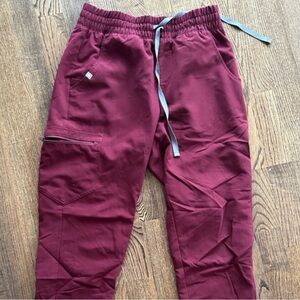 Figs Zamora High Waisted Jogger Scrubs Burgundy
